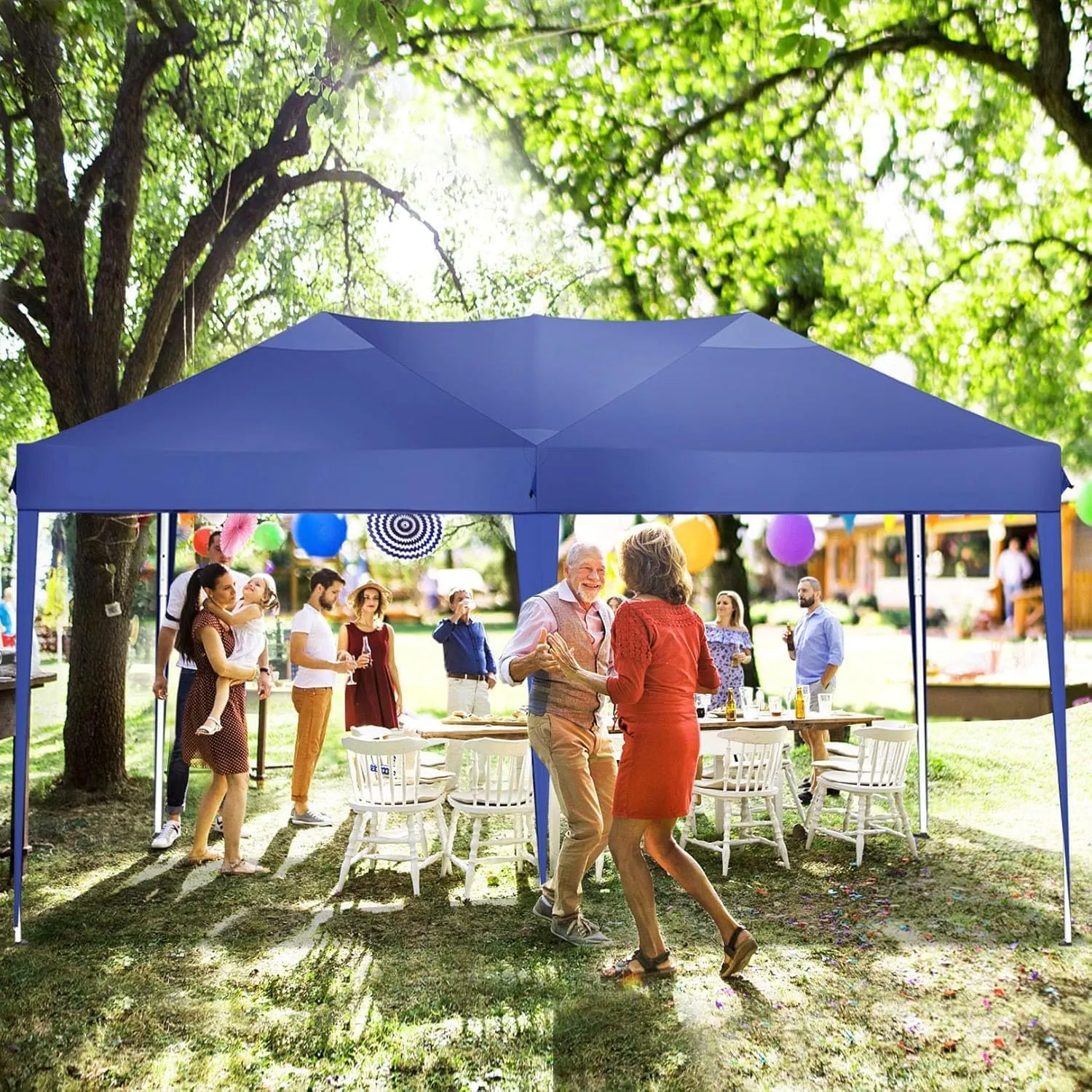 COBIZI 10x20 Pop Up Canopy Tent Party Tents for Parties Weddings Backyard Waterproof Outdoor Commercial Instant Canopy Event Tent with Stakes, Ropes,Sandbags, Navy Blue