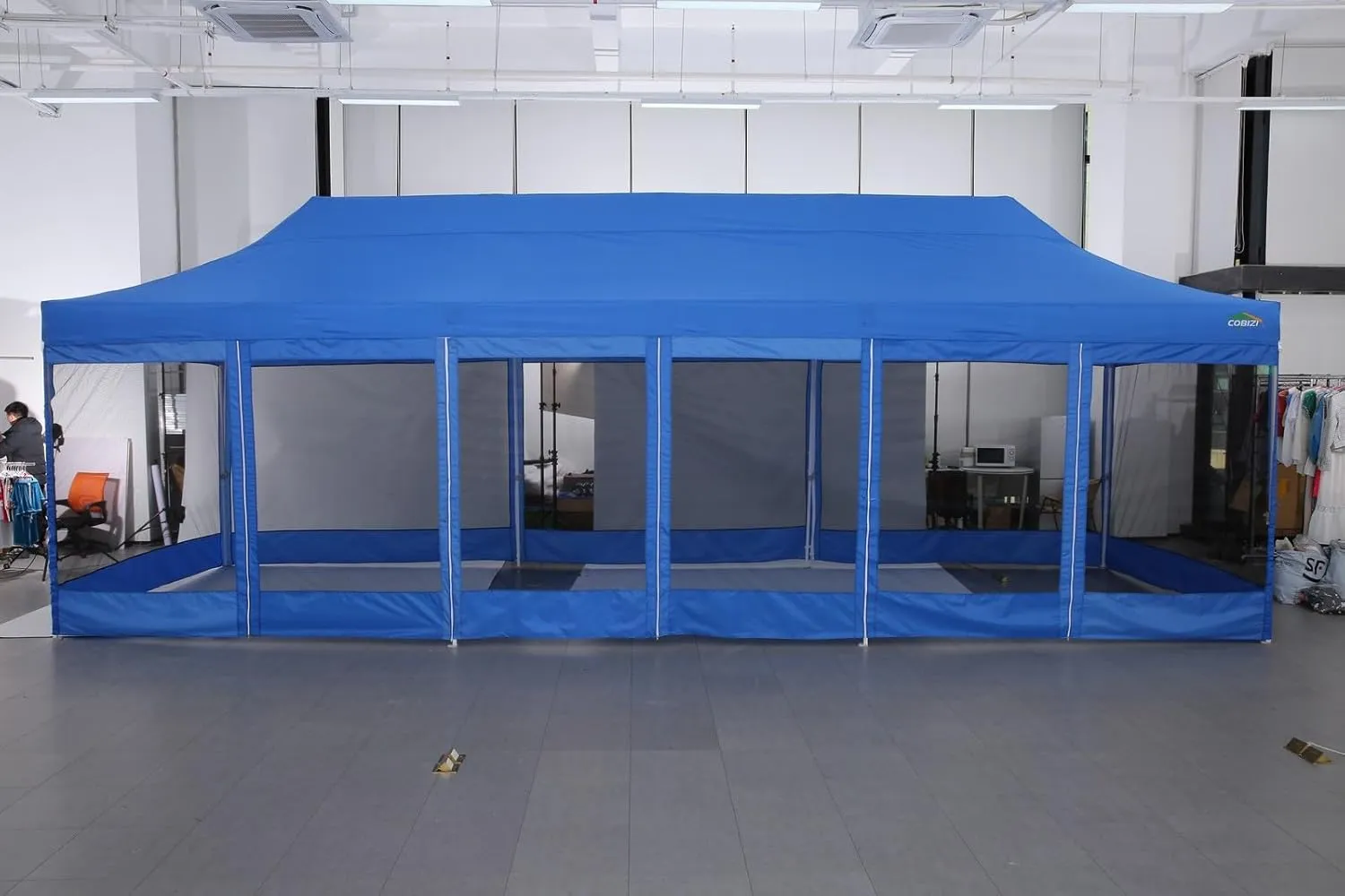 COBIZI 10x30 Canopy Tent, Heavy Duty Pop up Canopy with Sidewalls, Waterproof Easy Setup Canopy with Mosquito Netting, Outdoor Instant Screen Tents for Parties, Wedding with Roller Bag, Gray