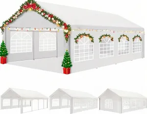 COBIZI 13x26FT Party Tent Heavy Duty Outdoor Gazebo White Event Shelter Wedding Canopy Tent for Parties Carport Commercial with Removable Sidewall Windows, Powder Coating (Better Than Galvanized)