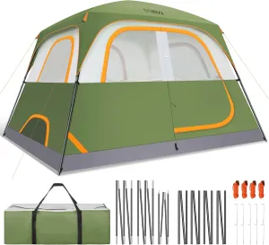 COBIZI 6 Person Camping Tent, Backpacking Tent with Removable Rainfly, Lightweight Portable Outdoor Family Tents (Green)