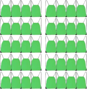 CODOBON 40-Pack Green Nylon Drawstring Bags – Bulk Cinch Backpacks for Sports, Gym, Travel & More | Durable, Lightweight & Reusable | Perfect for Events, Parties & Storage