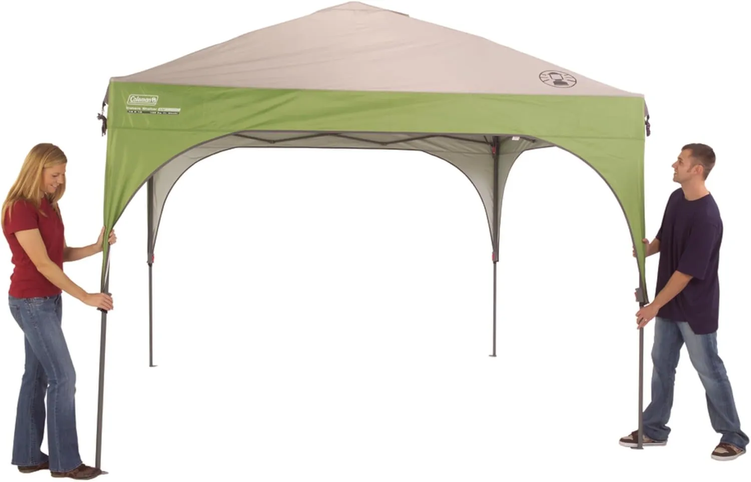 Coleman Canopy Sun Shelter with Instant Setup, Sun Shelter with Wheeled Carry Bag Sets Up in About 3 Mins, 7x5ft, 10x10ft, or 12x12ft Canopy for Sporting Events, Tailgating, Camping, & More