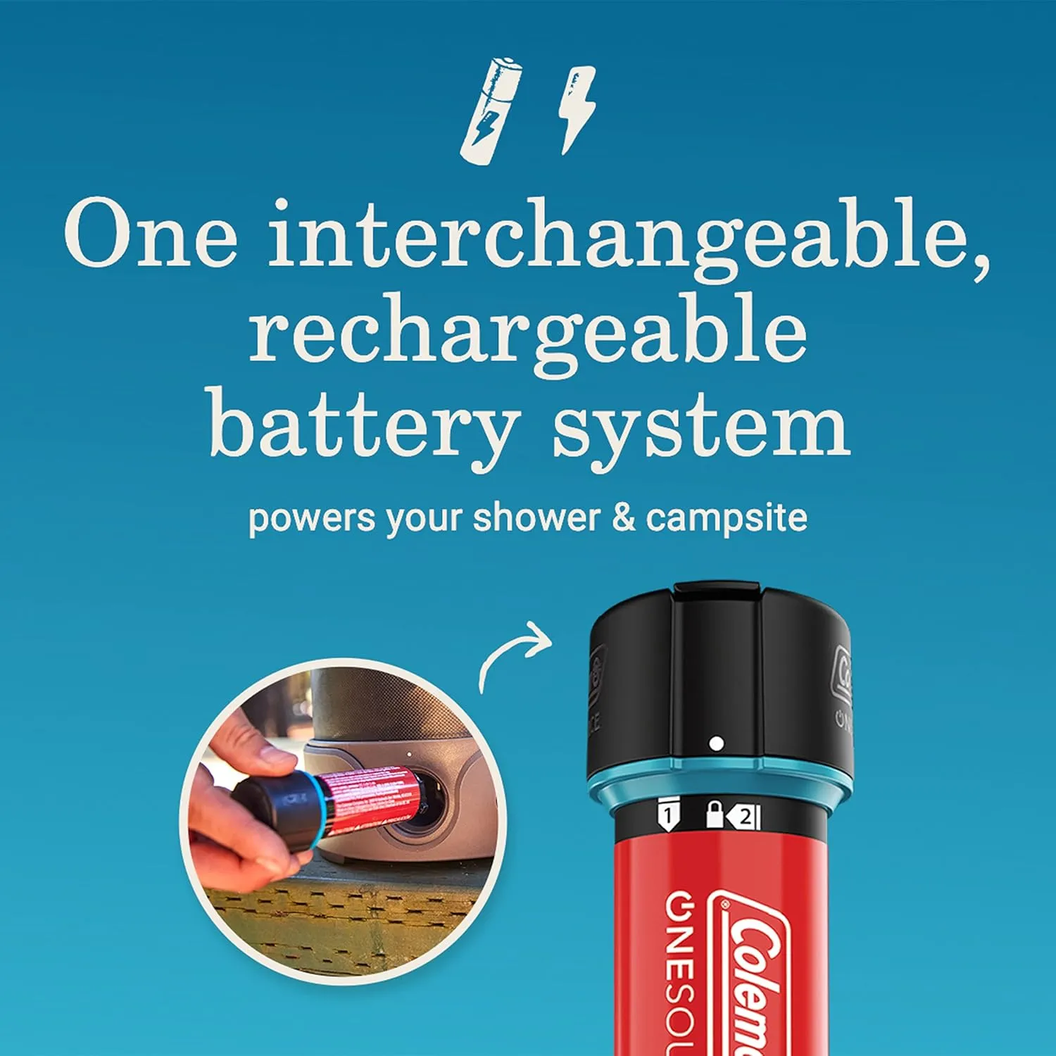 Coleman OneSource Rechargeable Outdoor Camping Gear: Camp Shower, Cordless Vacuum, Fan, Speaker, & Air Pump Options with Included Rechargeable Battery