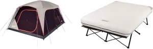 Coleman Skylodge Camping Tent, 8/10/12 Person Weatherproof Family Tent with Convertible Screen Room, Color-Coded Poles, Room Divider, Rainfly, and Storage Pockets, Fits Multiple Queen-Sized Airbeds