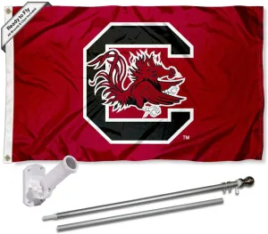 College Flags & Banners Co. South Carolina Gamecocks Flag with Pole and Bracket Complete Set