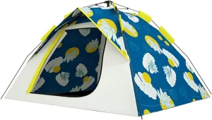 Color Camping Dome Tent 3-4 Person, Rainproof Sunscreen Portable Automatic Instant Pop-up Tent Four Seasons for Picnic Outdoor Activities