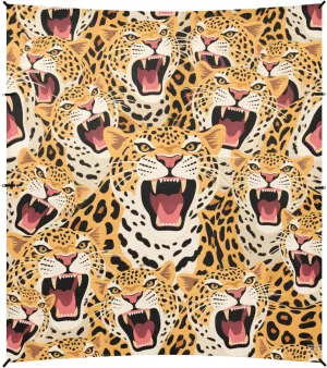 Colorful Cartoon Animal Leopard Stable Beach Tent UPF50  Waterproof Large Portable Sun Shelter with Sand Pockets for Backyard, Grassland, Park