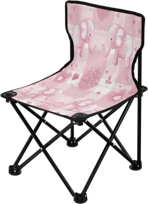 Colorful Cartoon Elephant Portable Outdoor Folding Chair Anti-Slip Padded Oxford Cloth Stool Camping Chair Small for Beach Hiking Fishing Gardening Quad Camp Chair