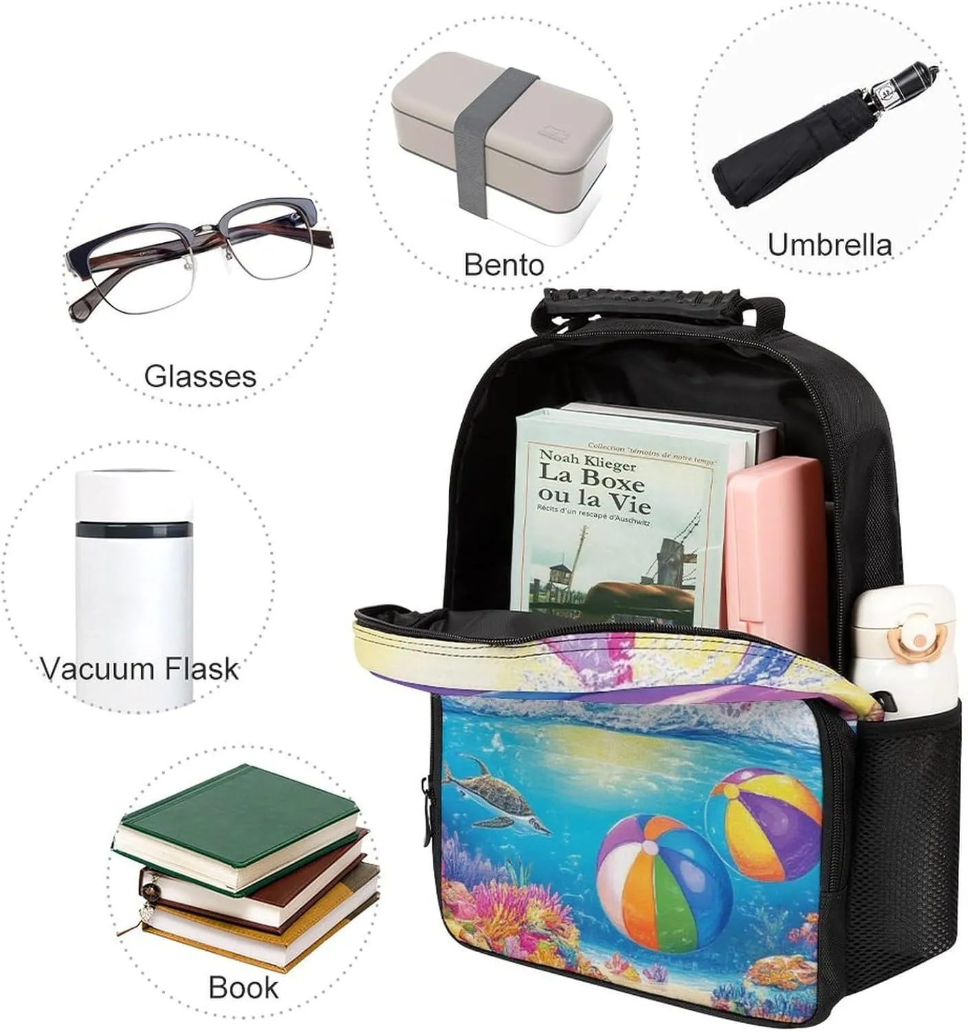 Colorful Dolphins Art Rucksacks Lightweight Multipurpose Anti-Theft Shoulder Bag Big Capacity Laptop Book Bag Rucksack With Padded Straps