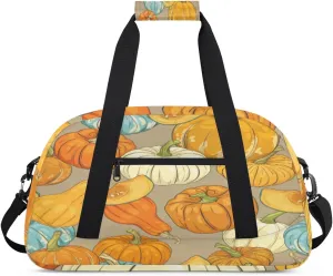 Colorful Pumpkins Gym Duffel Bag for Men Women Pumpkin Sports Tote Bag with Adjustable Shoulder Strap for Dance Gymnastics Traveling Outdoor Camping Overnight Stay