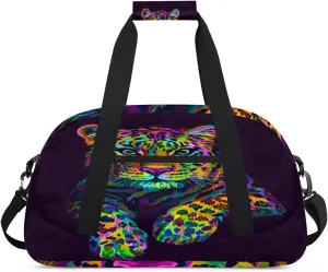 Colorful Tiger Gym Duffel Bag for Men Women Tiger Sports Tote Bag with Adjustable Shoulder Strap for Dance Gymnastics Traveling Outdoor Camping Overnight Stay
