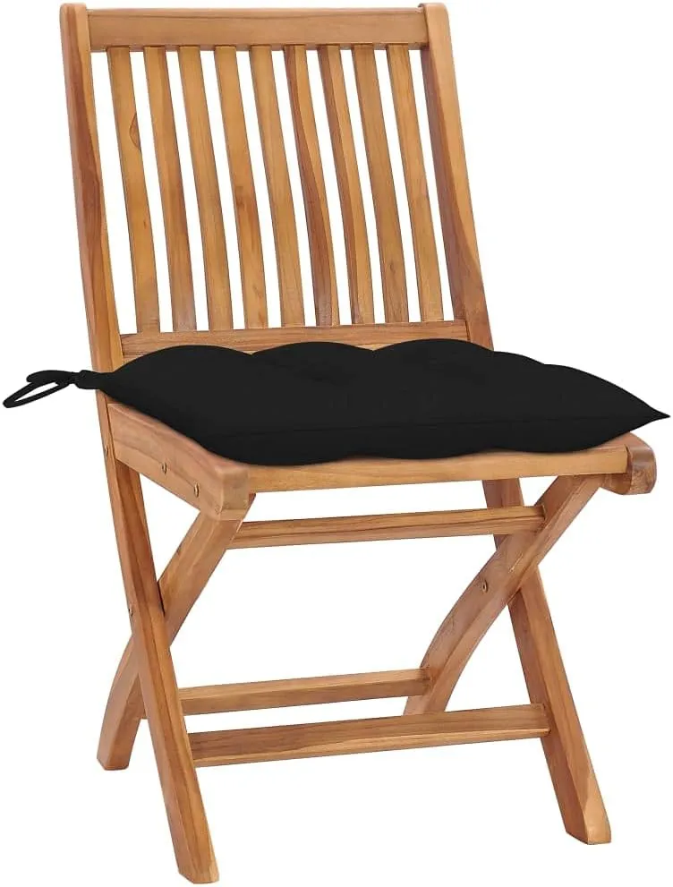 Comfortable Chair Camping Chairs Patio Chairs Kitchen Chairs - Patio Chairs 2 pcs with Black Cushions Solid Teak Wood for Outside Terrace Beaches Campsites
