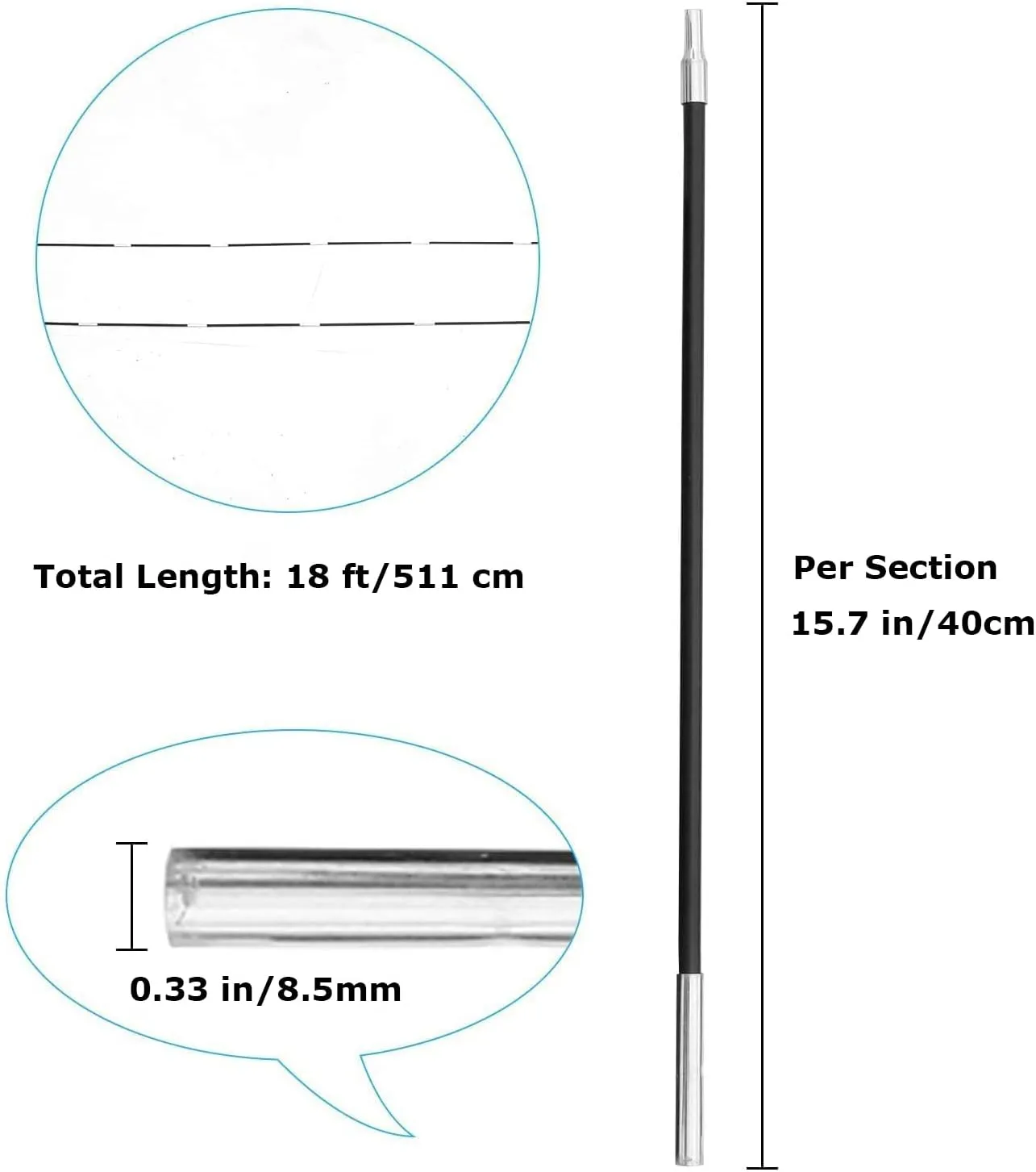 COMMOUDS 2 Packs Beach Tent Poles for Replacement, Fiberglass Tents Rod Lightweight Tent Pole Repair Kit