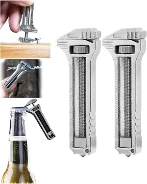 Compact Titanium Multitool - Mini Multitool Wrench, Adjustable Size Small Multitool, Portable Alloy Tool, Bottle Opener, Nail Puller, Caliper for Outdoor Camping Hiking Backpacking Repairing(Color:2Pc