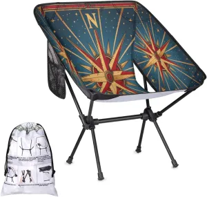 Compass Portable Camping Chair Lightweight Folding Backpacking Chair, Compact Foldable Beach Seat with Carry Bag for Outdoor Hiking Fishing Travel