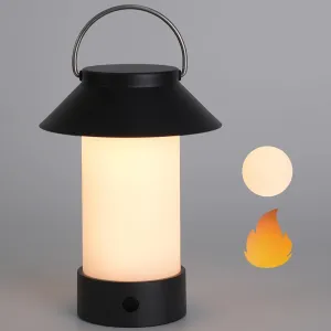 Cordless Table Lamp Rechargeable, Portable Battery Operated Lantern with Flame Effect, Waterproof Flameless Candle Mood Light for Home/Patio/Camping/Shower/Indoor & Outdoor (Black)