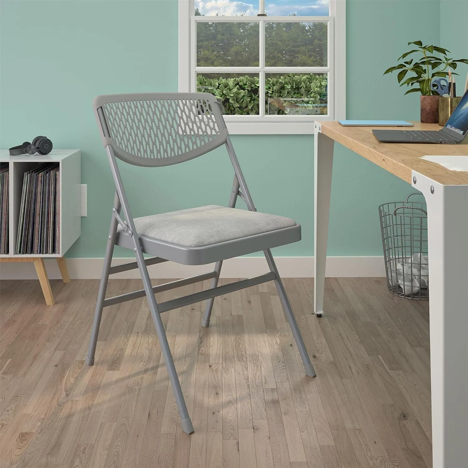 Cosco Products COSCO Ultra Comfort Commercial Fabric and Resin Mesh, Gray, 4-Pack Folding Chair, 4 Pack
