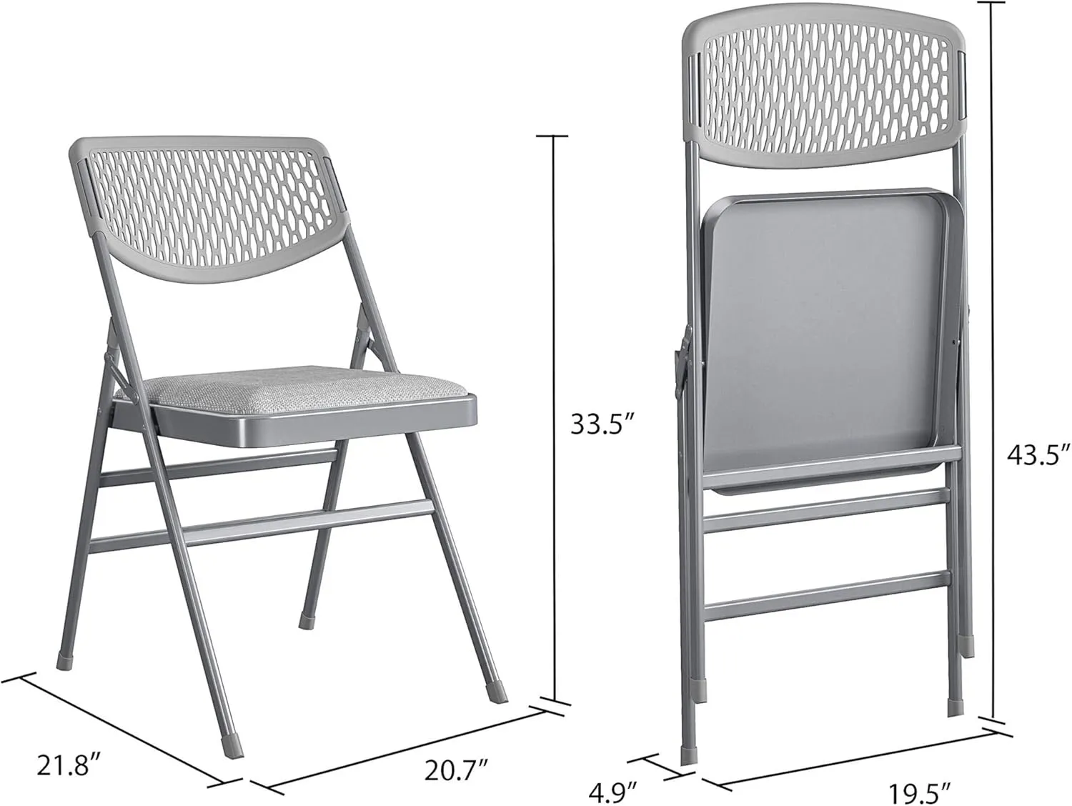 Cosco Products COSCO Ultra Comfort Commercial Fabric and Resin Mesh, Gray, 4-Pack Folding Chair, 4 Pack