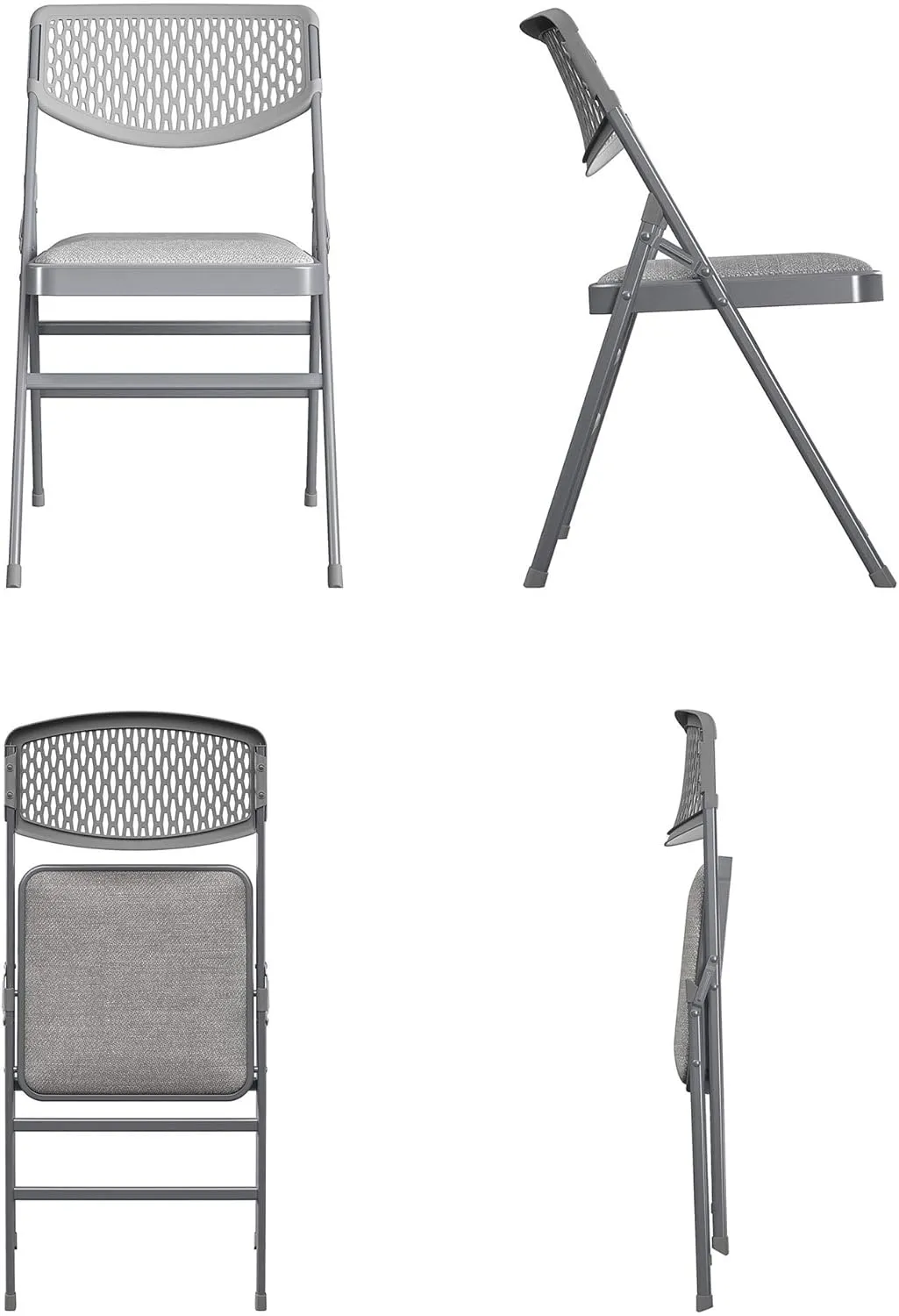 Cosco Products COSCO Ultra Comfort Commercial Fabric and Resin Mesh, Gray, 4-Pack Folding Chair, 4 Pack