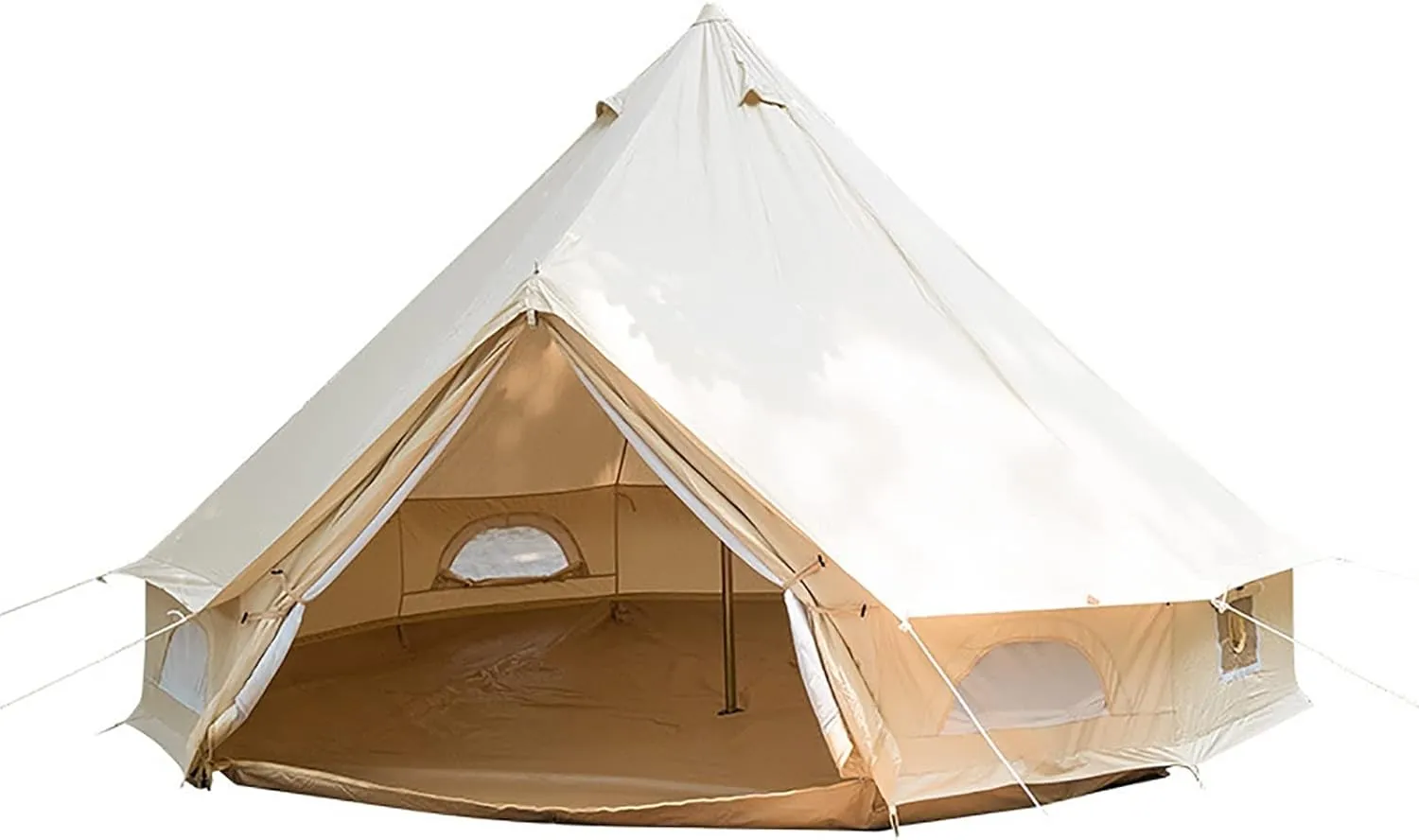 Cotton Canvas Tent with Stove Jack, 20ft Waterproof Bell Tent for Glamping, 4 Season Luxury Outdoor Camping Yurt Tent 10-12 Person, Great for Family Camping