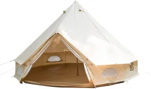Cotton Canvas Tent with Stove Jack, 20ft Waterproof Bell Tent for Glamping, 4 Season Luxury Outdoor Camping Yurt Tent 10-12 Person, Great for Family Camping