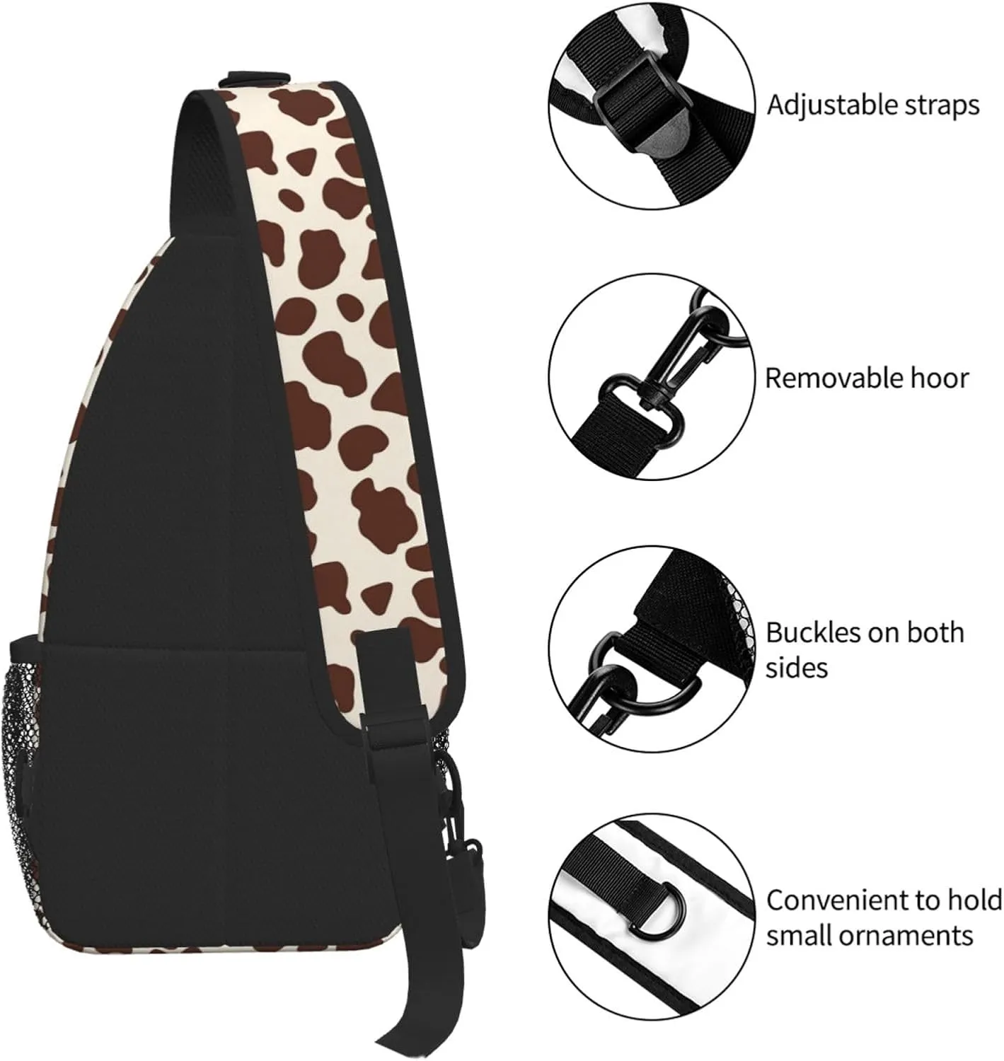 Cow Sling Bag Crossbody Backpack Shoulder Daypack Multipurpose Cross Body Chest Bag for Men Women Travel Hiking Sports Gym