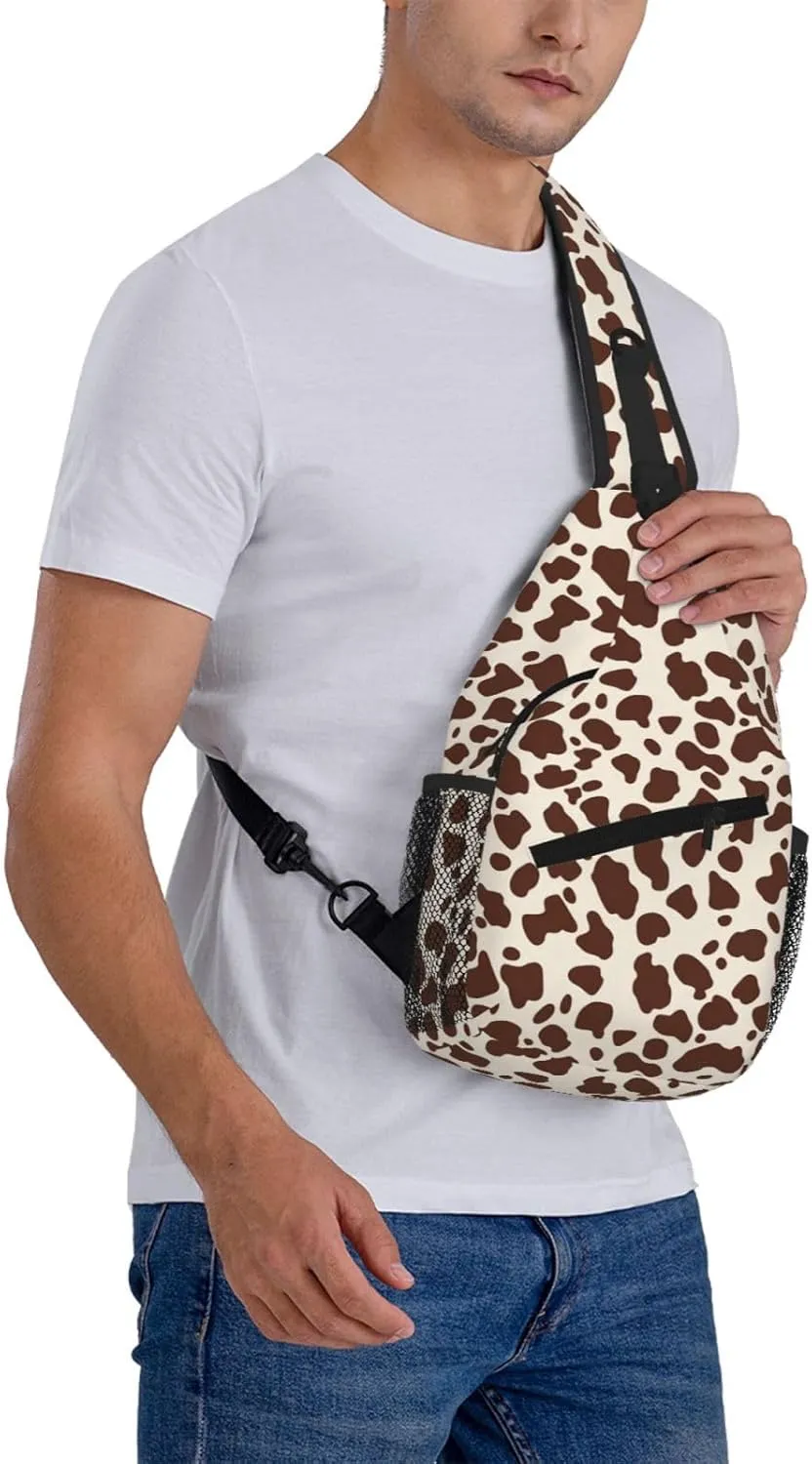 Cow Sling Bag Crossbody Backpack Shoulder Daypack Multipurpose Cross Body Chest Bag for Men Women Travel Hiking Sports Gym