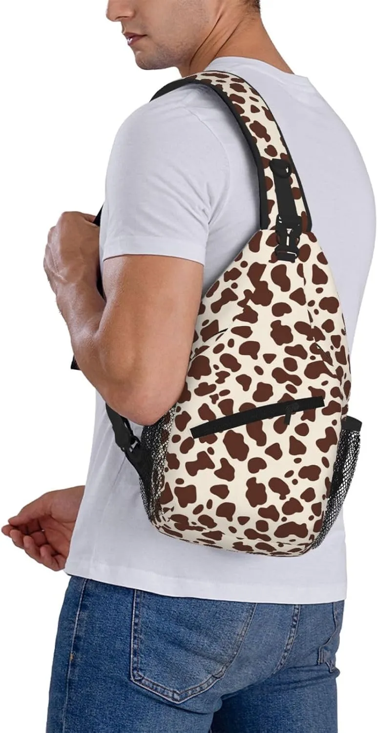Cow Sling Bag Crossbody Backpack Shoulder Daypack Multipurpose Cross Body Chest Bag for Men Women Travel Hiking Sports Gym