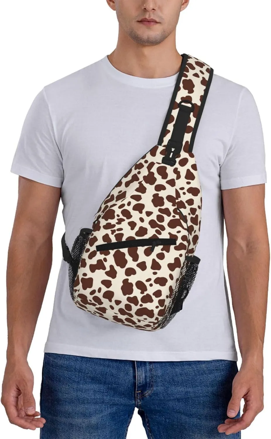 Cow Sling Bag Crossbody Backpack Shoulder Daypack Multipurpose Cross Body Chest Bag for Men Women Travel Hiking Sports Gym