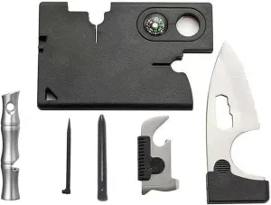Credit Card Multitool And Whistle Set,Stainless Steel Survival Whistle 10-In-1 Multi-Tool For Camping Hiking Training
