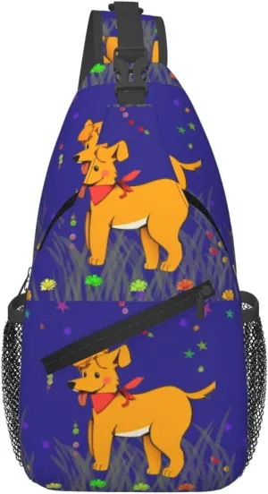 Cross Chest Bag Diagonally for Men and Women - Lightweight and Durable with High Storage Capacity Spitting tongue cartoon dog Prints, Black, One Size