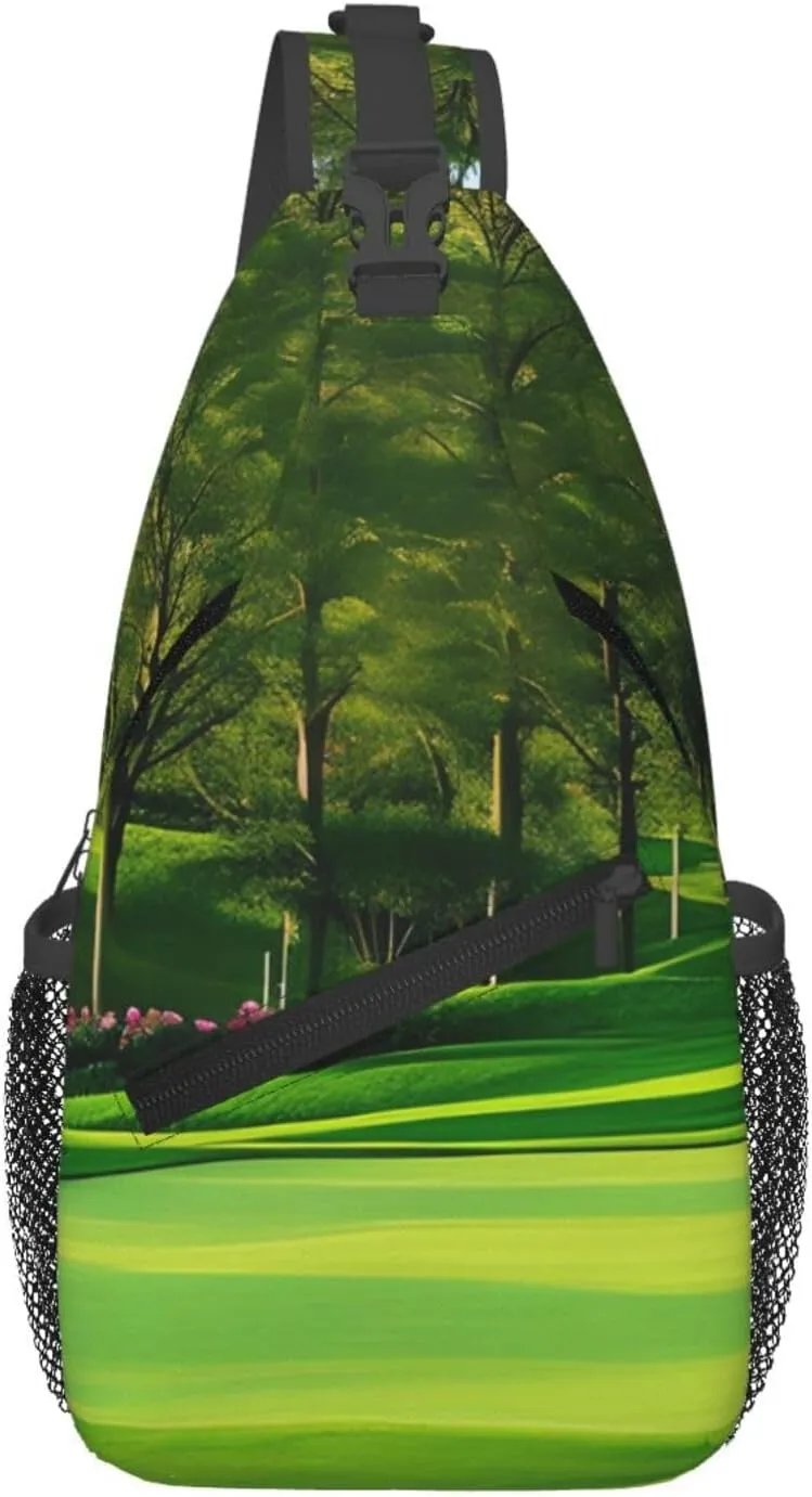 Cross Chest Bag Diagonally - Quality, Durable, and Spacious Shoulder Bag for Men and Women Golf Course Lawn Prints