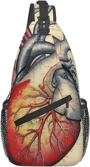 Cross Chest Bag Diagonally - Quality, Durable, and Spacious Shoulder Bag for Men and Women human anatomy heart chart Prints