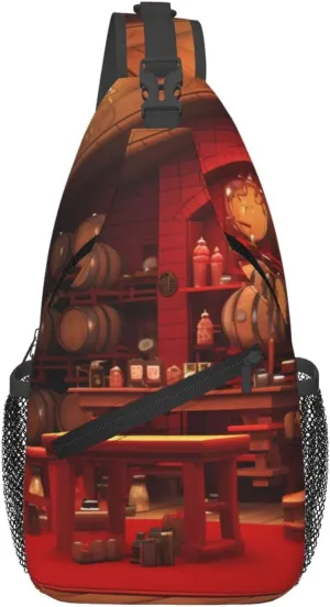 Cross Chest Bag Diagonally - Quality, Durable, and Spacious Shoulder Bag for Men and Women Red Wine Cellar Printing