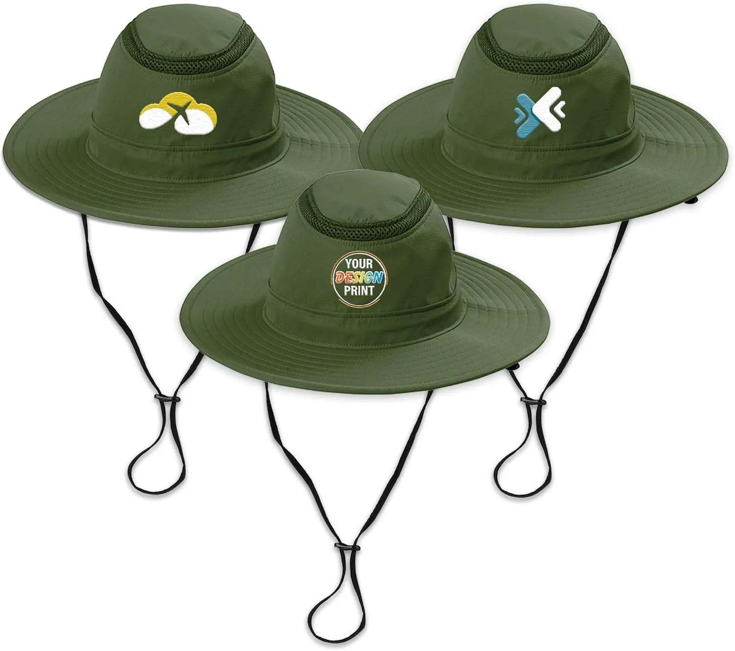 Custom Embroidered Brim Hat Add Your Design Logo Adjustable UPF 30  Travel Fishing Sun Hats