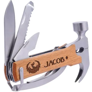 Custom Engraved Multitool & Pocket Knife for Men – Personalized Men Gift with Wooden Handle, Multiple Tools, Cool Birthday, Christmas, Fathers Day Gift for Dad, Husband, Grandpa