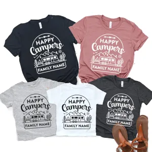 Custom Happy Camper Shirt, Personalized Name Camper Shirt, Camping Crew Shirt, Camp Matching Shirt, Camp Custom Shirt, Camping Family Trip Shirt