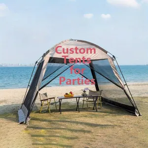 Custom Pattern Pop Up Beach Tent, Easy Setup Lightweight Camping Tent with 360° Mesh, UV & Waterproof for Camping, Parties, Picnics