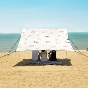 Cute Farm Animals Beach Camping Tent Sun Shelter for Whole Family, Beach Shade Canopy with UPF50  UV Protection,Easy Set Up and Carry,Outdoor Shade for Trips, Fishing, Backyard Fun Picnics