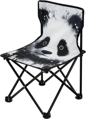 Cute Panda Portable Outdoor Folding Chair Anti-Slip Padded Oxford Cloth Stool Camping Chair Small for Beach Hiking Fishing Gardening Quad Camp Chair