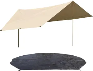 DANCHEL OUTDOOR Waterproof Canvas Sun Shelter Tarp with Bell Tent 4m/13ft Footprint for Glamping Camping