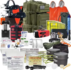 Denver: Premium 72 Hour Survival Backpack with Supplies - Bug Out Bag Backpack - Upgraded Go Bag Emergency Backpack w/Complete Tactical Survival Kit - Bug Out Bag Survival Kit for 2 (Green)