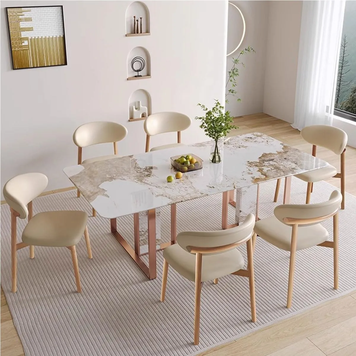 Dining Chairs Solid Wood Study Chair Ergonomic Curved Backrest Corner Chairs Mid-Century Faux Leatehr Accent Chair Armless Side Chairs,Leisure Padded Chair(Cherry)