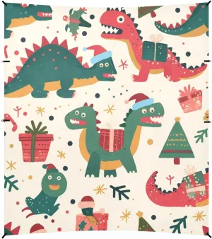 Dinosaur Rex Christmas Beach Cabana UPF50 Easy Setup Large Sun Shade with Sandbags & Sand Shovel for Family Trips, Picnics & Camping
