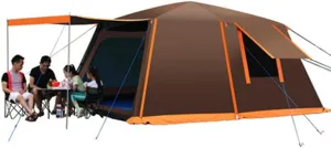 Dome Tent with Porch Automatic Pop Up Tent Sun Shelter Easy Set Up Double Layer Family Camping Tents with Carrying Bag for Outdoor Camping, Fishing, BBQ, 5