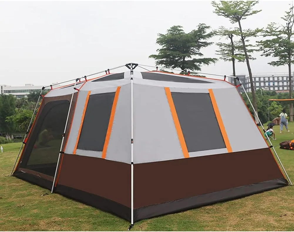Dome Tent with Porch Automatic Pop Up Tent Sun Shelter Easy Set Up Double Layer Family Camping Tents with Carrying Bag for Outdoor Camping, Fishing, BBQ, 5