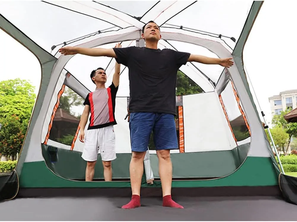 Dome Tent with Porch Automatic Pop Up Tent Sun Shelter Easy Set Up Double Layer Family Camping Tents with Carrying Bag for Outdoor Camping, Fishing, BBQ (Coffee Color 5) (Green 5)