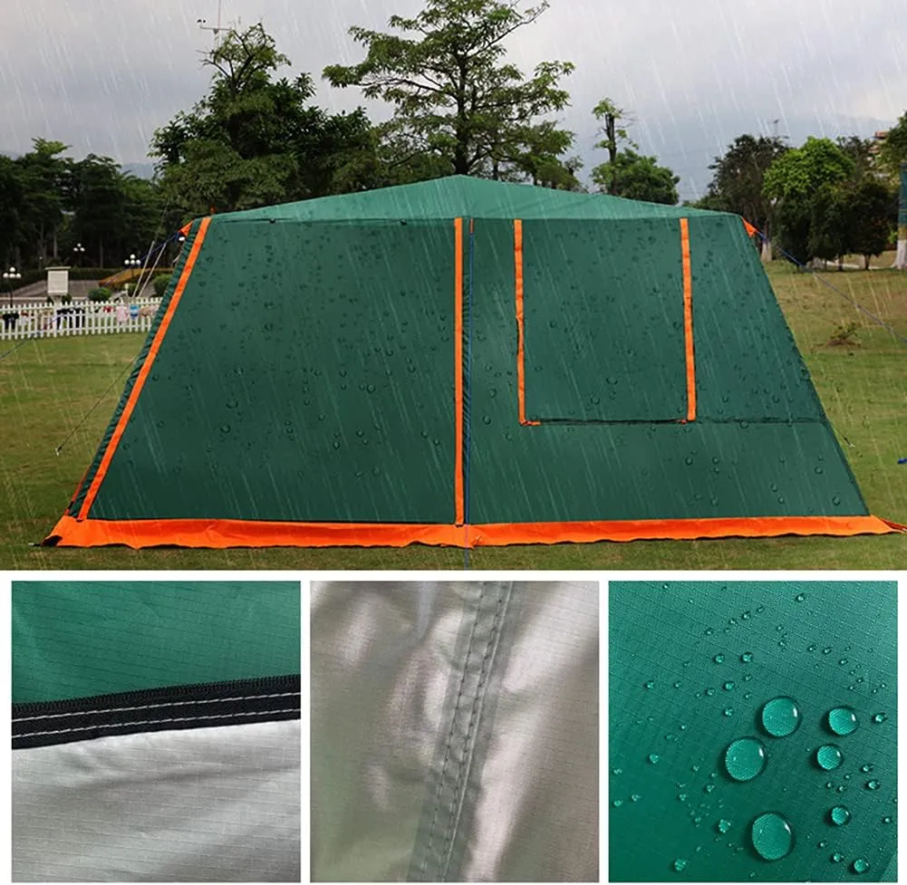 Dome Tent with Porch Automatic Pop Up Tent Sun Shelter Easy Set Up Double Layer Family Camping Tents with Carrying Bag for Outdoor Camping, Fishing, BBQ (Coffee Color 5) (Green 5)
