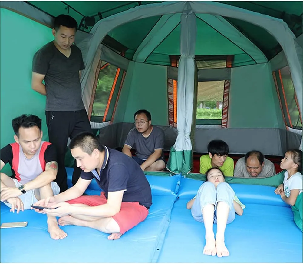 Dome Tent with Porch Automatic Pop Up Tent Sun Shelter Easy Set Up Double Layer Family Camping Tents with Carrying Bag for Outdoor Camping, Fishing, BBQ (Coffee Color 5) (Green 5)