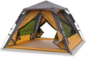 Double Layer Tent 3 Person Portable Waterproof Tents Windproof Family Tent Camping-Tents Ventilated Mesh Windows for All Seasons Yellow